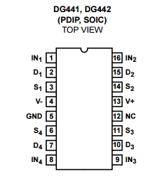ci DG 211 CJ ~ ic DG211CJ ~  Quad SPST CMOS Analog Switches ~ DIP16 PLA017